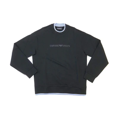 Emporio Armani SS21 Contrast Trim Logo Crewneck Sweatshirt 3H1M62-1JKRZ-0999