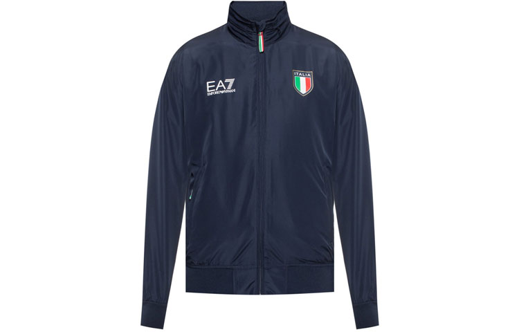 Emporio Armani SS21 EA7 Shield Stand Collar Jacket Men’s Navy Blue 6GPB73-PC02Z-1554