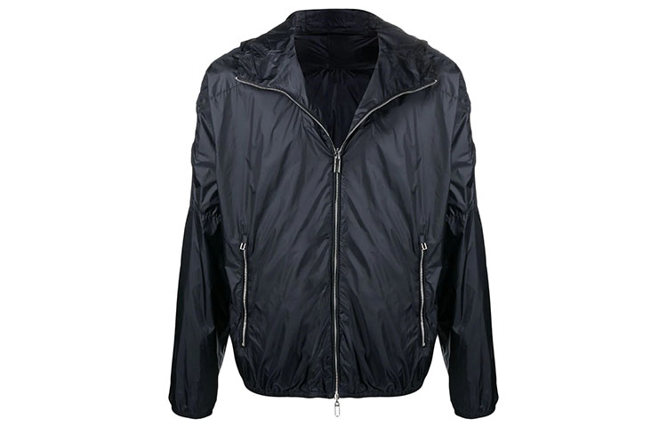 Emporio Armani SS21 Embossed Logo Lightweight Zip-Up Hoodie Jacket Black Men 3K1BT51-NLYZ-0920