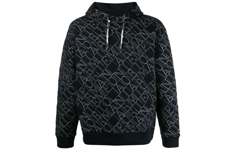 Emporio Armani SS21 Embossed Logo Print Hoodie Black () 3K1ME41-JVSZ-0920