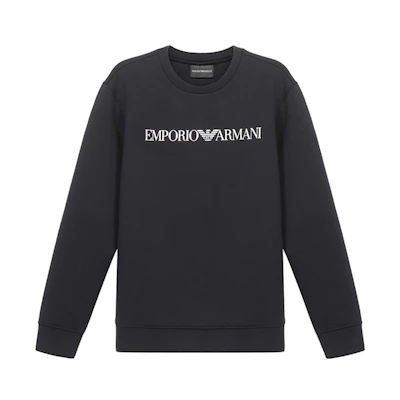 Emporio Armani SS21 Letter Print Navy Blue Crewneck Pullover Sweatshirt Men 6H1MP1-1JDSZ-0929