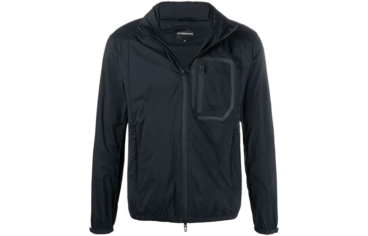 Emporio Armani SS21 Lightweight Solid Hooded Jacket Blue 3K1BM7-1NYIZ-0920