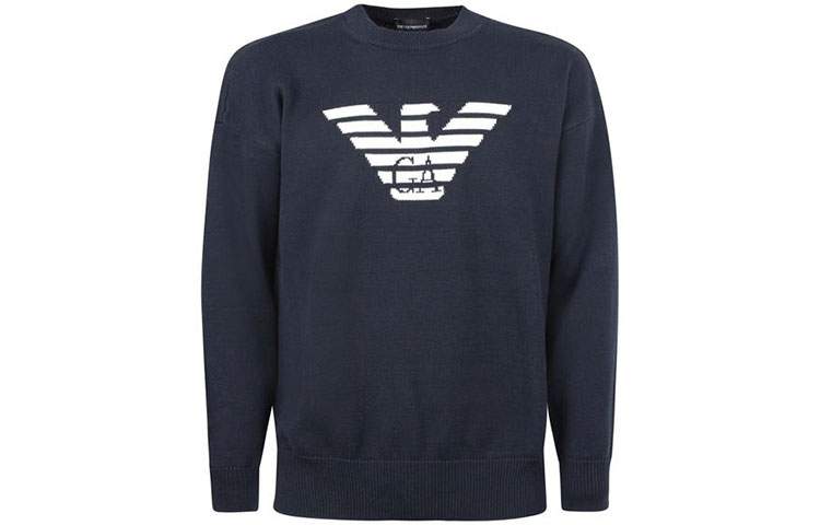 Emporio Armani SS21 Logo Crewneck Long Sleeve Sweatshirt Men’s Navy Blue 3K1MTA-1MD5Z-0920