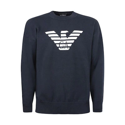 Emporio Armani SS21 Logo Crewneck Long Sleeve Sweatshirt Men’s Navy Blue 3K1MTA-1MD5Z-0920