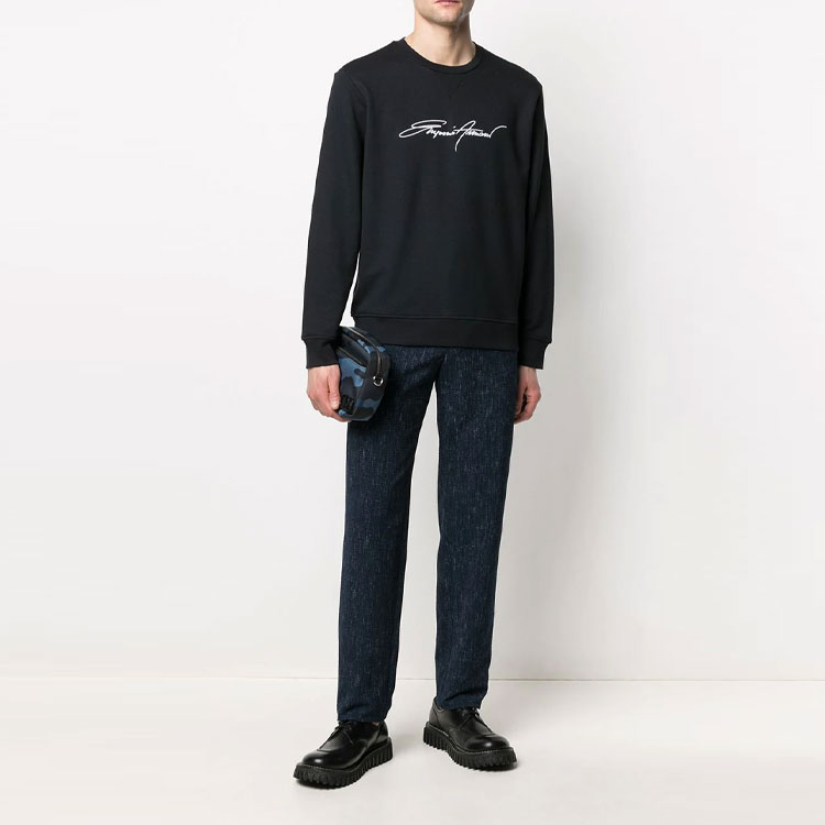 Emporio Armani SS21 Logo Embroidered Black Crewneck Sweater 3K1MD4-1JTNZ-0920 圖 3