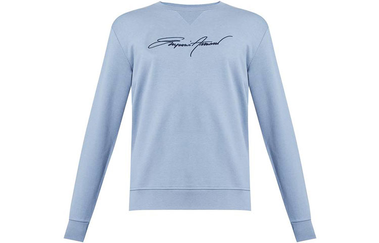 Emporio Armani SS21 Logo Embroidered Crewneck Sweatshirt Light Blue () 3K1MD4-1JTNZ-0668