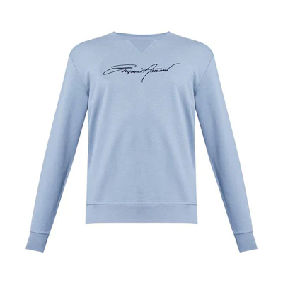 Emporio Armani SS21 Logo Embroidered Crewneck Sweatshirt Light Blue () 3K1MD4-1JTNZ-0668