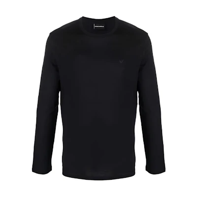 Emporio Armani SS21 Logo Patch Cotton Knit Sweatshirt Men’s Black 3K1TAR-1JSHZ-0920