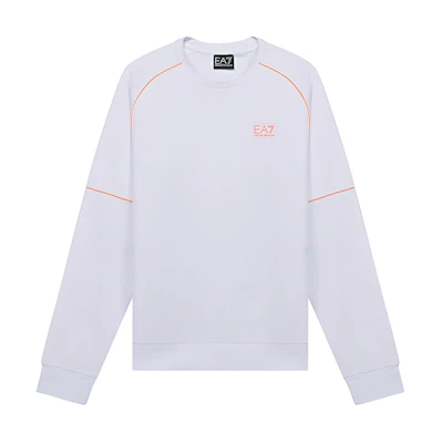 Emporio Armani SS21 Logo Print Contrast Line Pullover Sweatshirt White 3KPM21-PJ05Z-1100