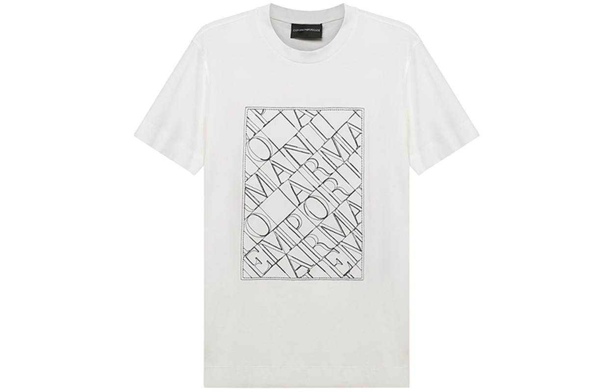 Order EMPORIO ARMANI SS21 Logo印花純棉圓領短袖男士白色T恤 3K1TM1-1JDXZ-0101