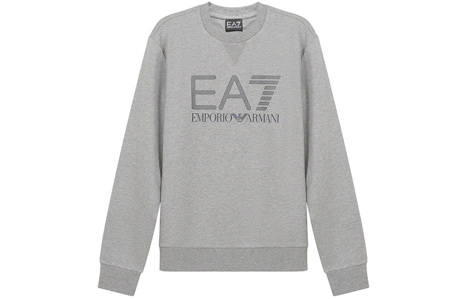 Emporio Armani SS21 Logo Print Crewneck Sweatshirt Grey Mens 3KPM60-PJ05Z-3905