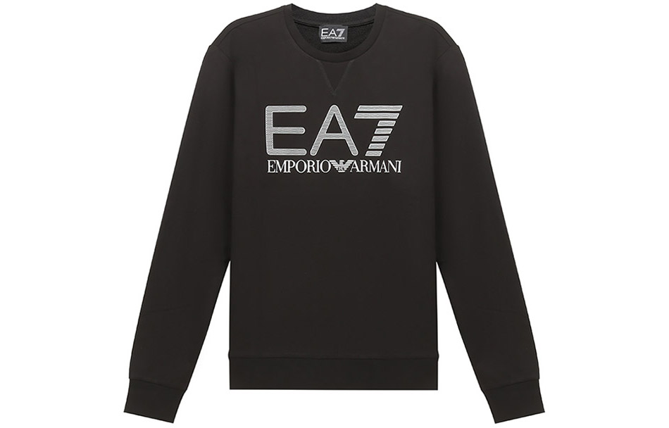 Emporio Armani SS21 Logo Print Crewneck Sweatshirt Black Mens 3KPM60-PJ05Z-1200