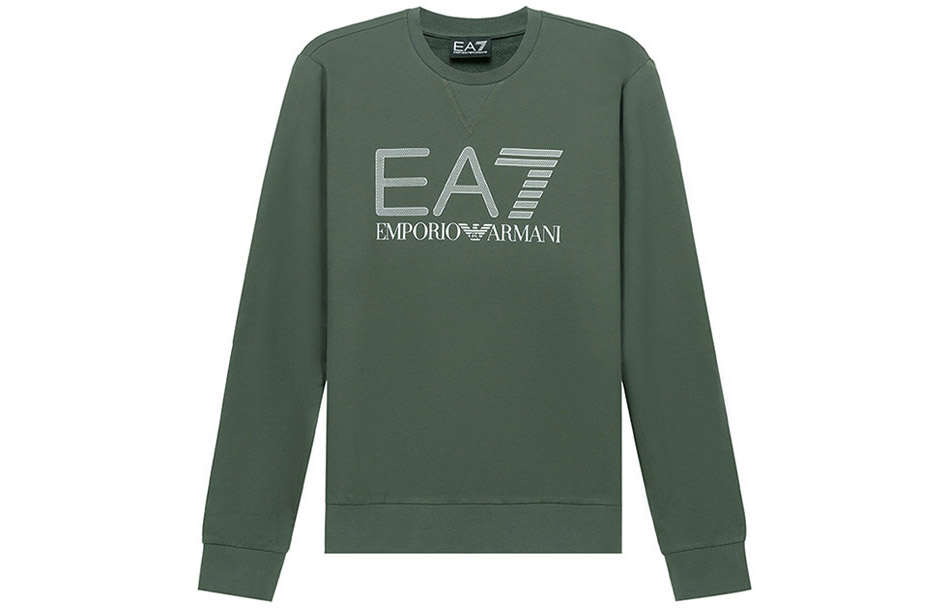 Emporio Armani SS21 Logo Print Crewneck Sweatshirt Men’s Military Green 3KPM60-PJ05Z-1862
