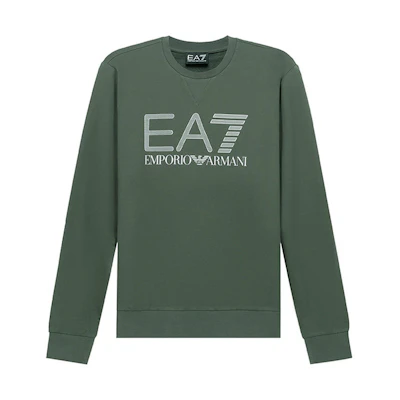 Emporio Armani SS21 Logo Print Crewneck Sweatshirt Men’s Military Green 3KPM60-PJ05Z-1862