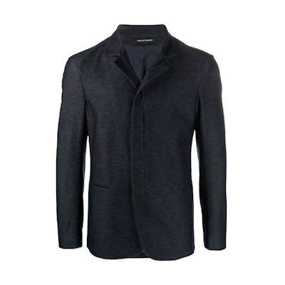 Emporio Armani SS21 Solid Zipper Suit Jacket - Blue A1G970-A101-8921