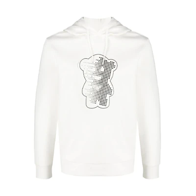 Emporio Armani SS21 Teddy Bear Print White Hoodie Men 3K1MH1-1JHSZ-0101