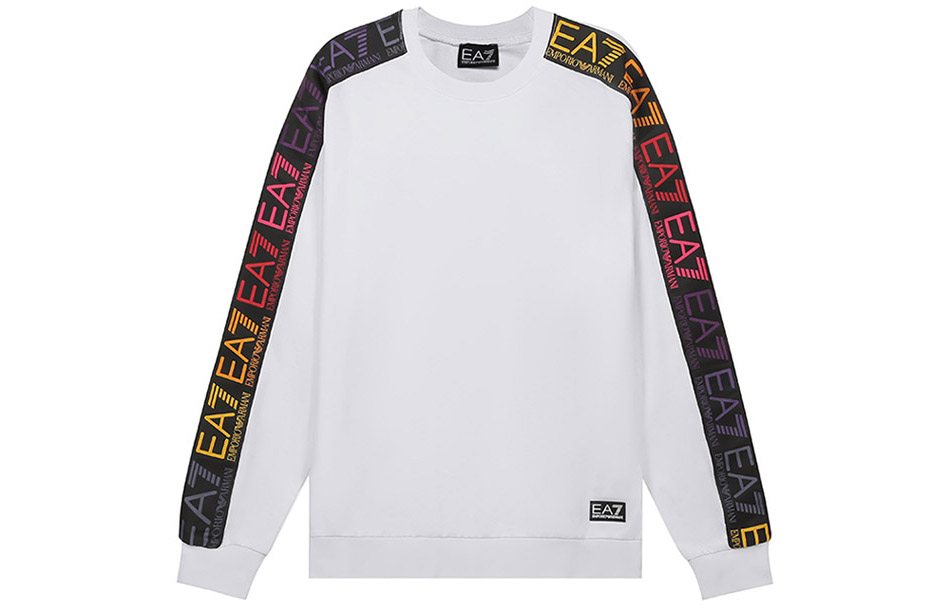 Emporio Armani SS21 White Crewneck Logo Long Sleeve Sweatshirt 3KPM34-PJ05Z-1100