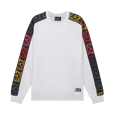 Emporio Armani SS21 White Crewneck Logo Long Sleeve Sweatshirt 3KPM34-PJ05Z-1100