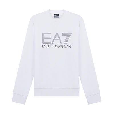 Emporio Armani SS21 White Logo Print Crewneck Sweatshirt 3KPM60-PJ05Z-1100