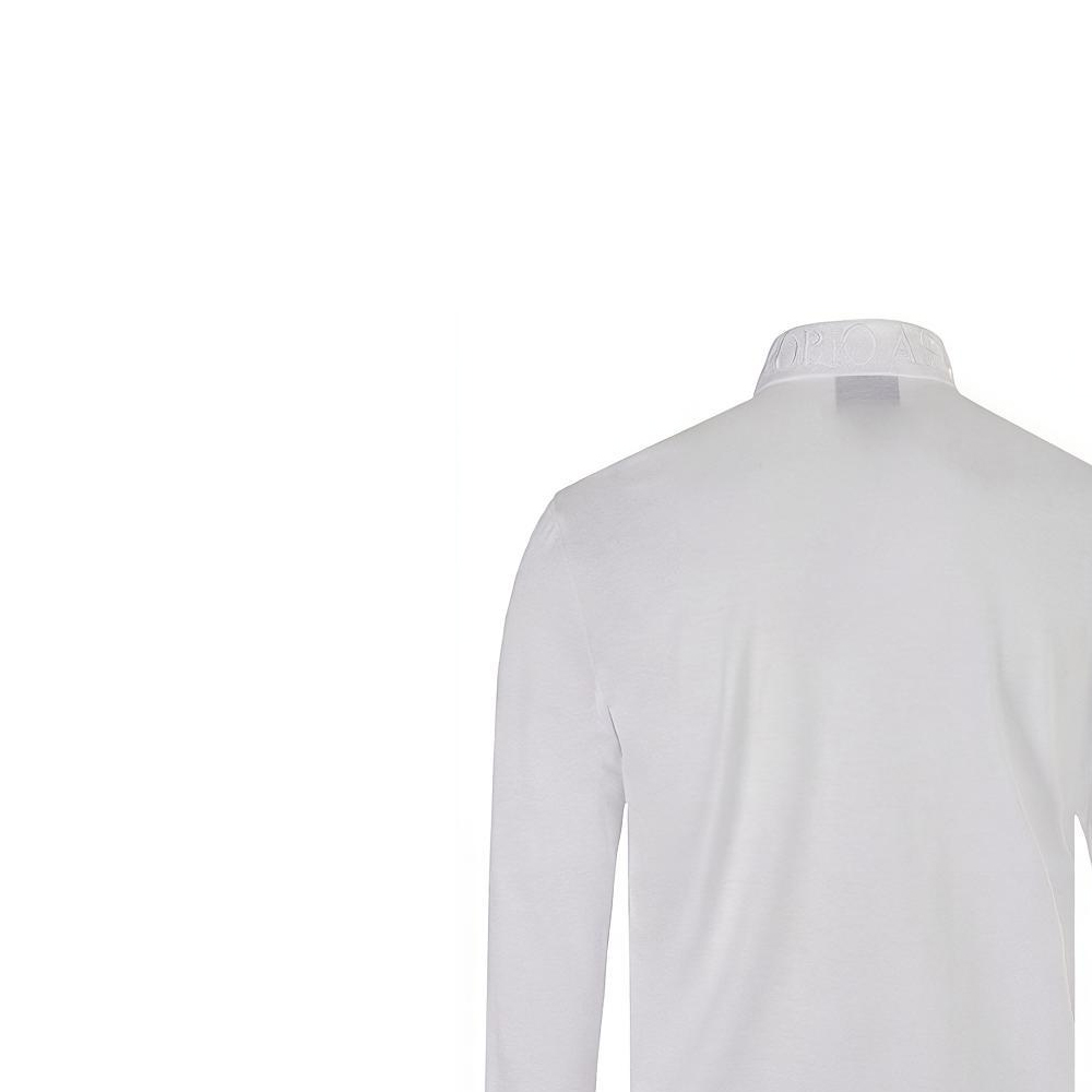 Sizing エンポリオアルマーニ SS21 ホワイトルーズフィット長袖ポロシャツ フロントプリント付き 6G1FN3-JBQZ-F126