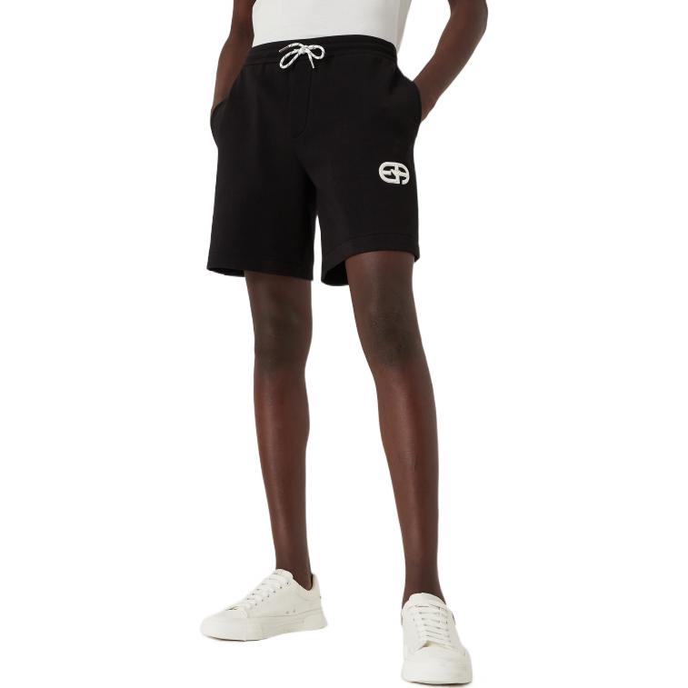 Shop Emporio Armani SS22  Black Casual Loose-Fit Drawstring Shorts. 3L1PFU-1JHSZ-0999