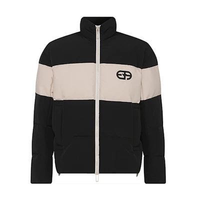 EMPORIO ARMANI SS22 Black Colorblock Loose Fit Winter Down Jacket 6L1BL7-1NKZZ-999