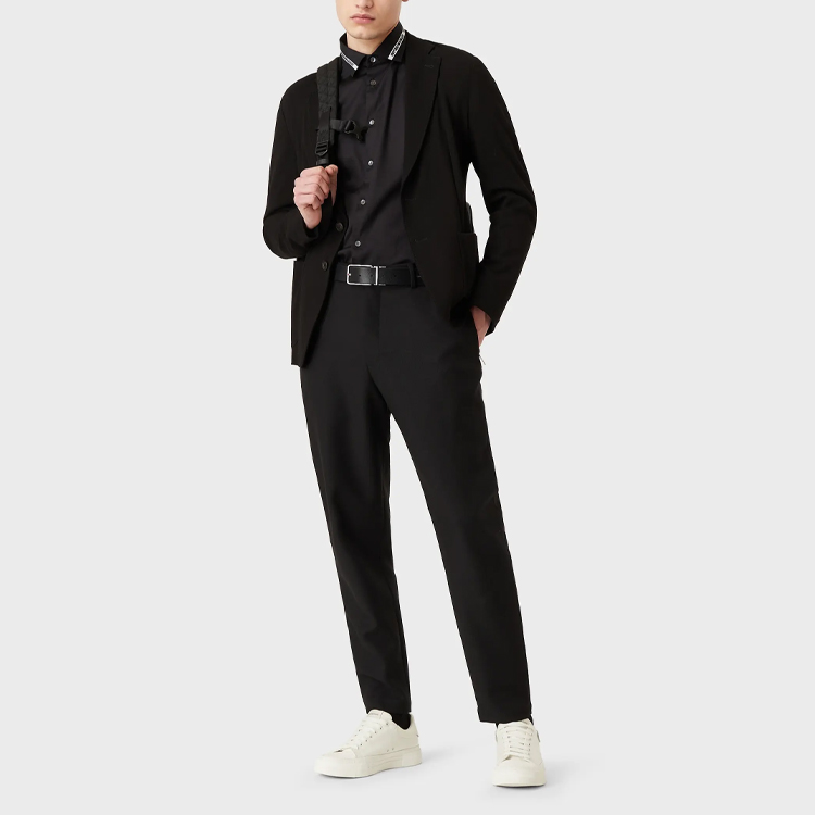 Lookbook Kemeja Lengan Panjang Emporio Armani SS22 Hitam Katun 3L1CD4-1NBNZ-0047