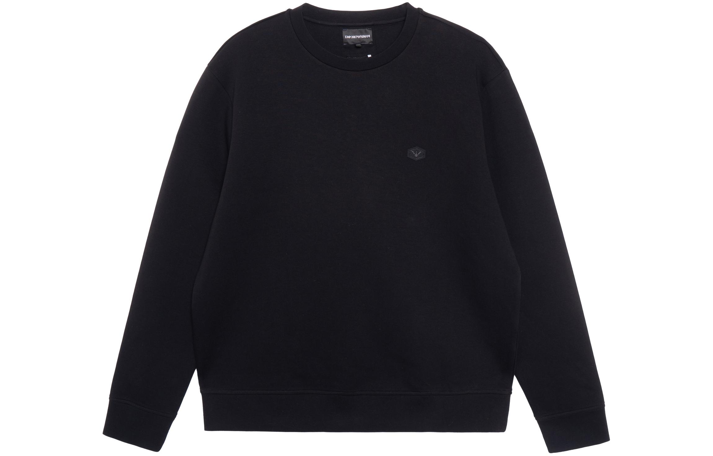 EMPORIO ARMANI SS22  Black Crewneck Logo Sweatshirt Long Sleeve Pullover. 8N1MD1-1JHSZ-0999