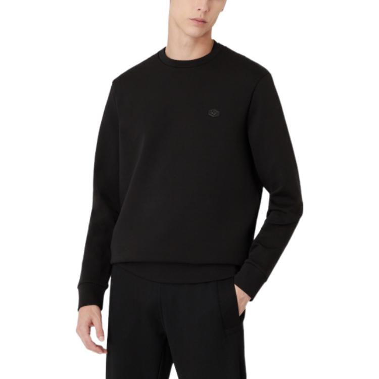 Purchase EMPORIO ARMANI SS22  Black Crewneck Logo Sweatshirt Long Sleeve Pullover. 8N1MD1-1JHSZ-0999