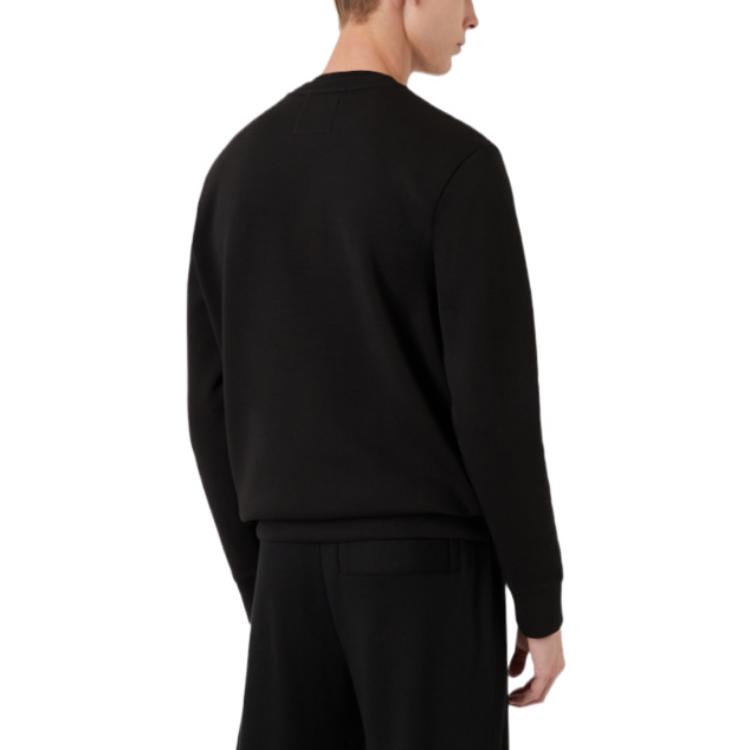 Details for EMPORIO ARMANI SS22  Black Crewneck Logo Sweatshirt Long Sleeve Pullover. 8N1MD1-1JHSZ-0999