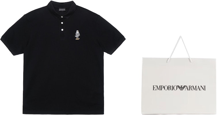 EMPORIO ARMANI SS22 黑色刺繡圖案短袖POLO衫. 3L1FAU-1JTKZ-0999 Shop EMPORIO ARMANI SS22 黑色刺繡圖案短袖POLO衫. 3L1FAU-1JTKZ-0999