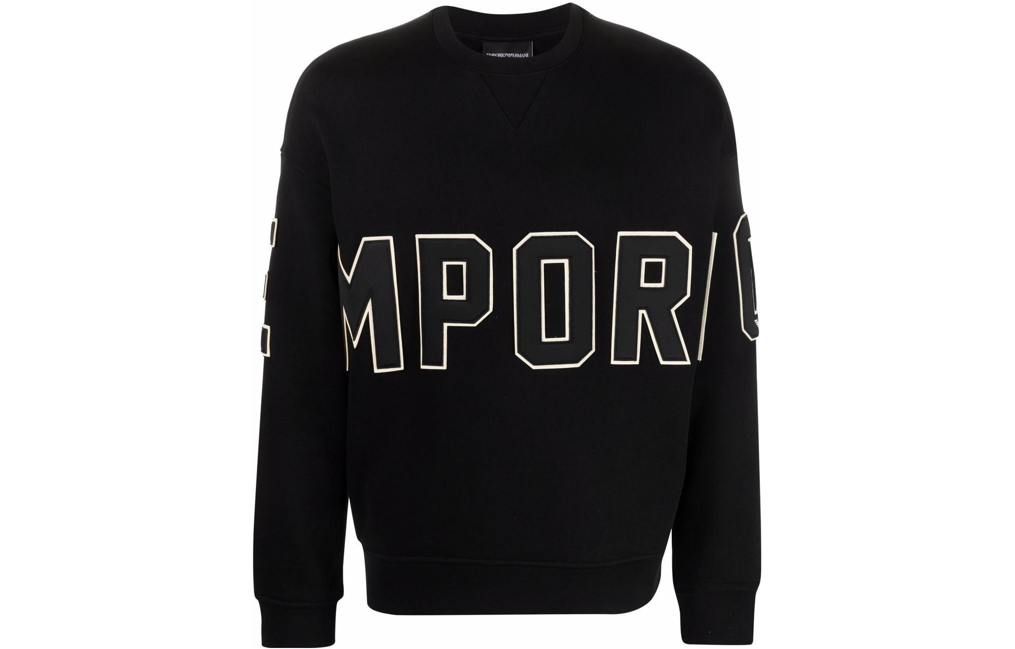 EMPORIO ARMANI SS22  Black Long-Sleeve Sweatshirt with Logo Print. 3L1MCL-1JWPZ-0999