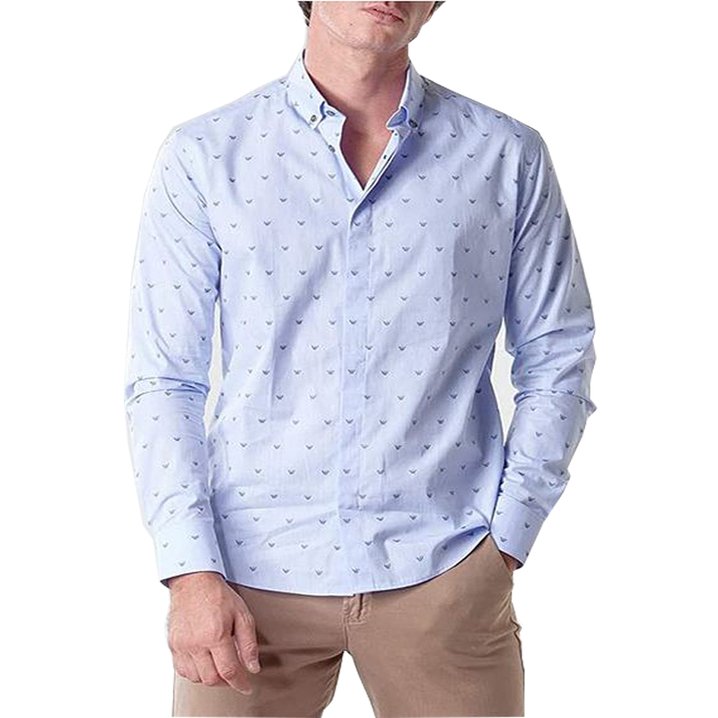 Lookbook EMPORIO ARMANI SS22 Baju Polo Lengan Panjang Kapas Biru. 6H1C80-1NC1Z-F7020