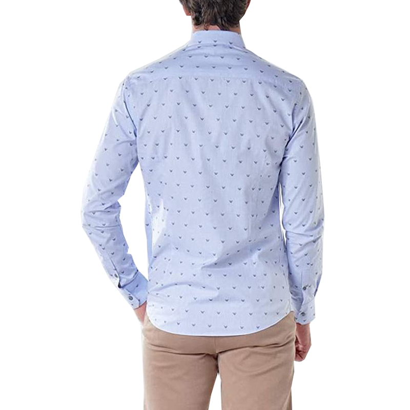 Shop EMPORIO ARMANI SS22 Baju Polo Lengan Panjang Kapas Biru. 6H1C80-1NC1Z-F7020