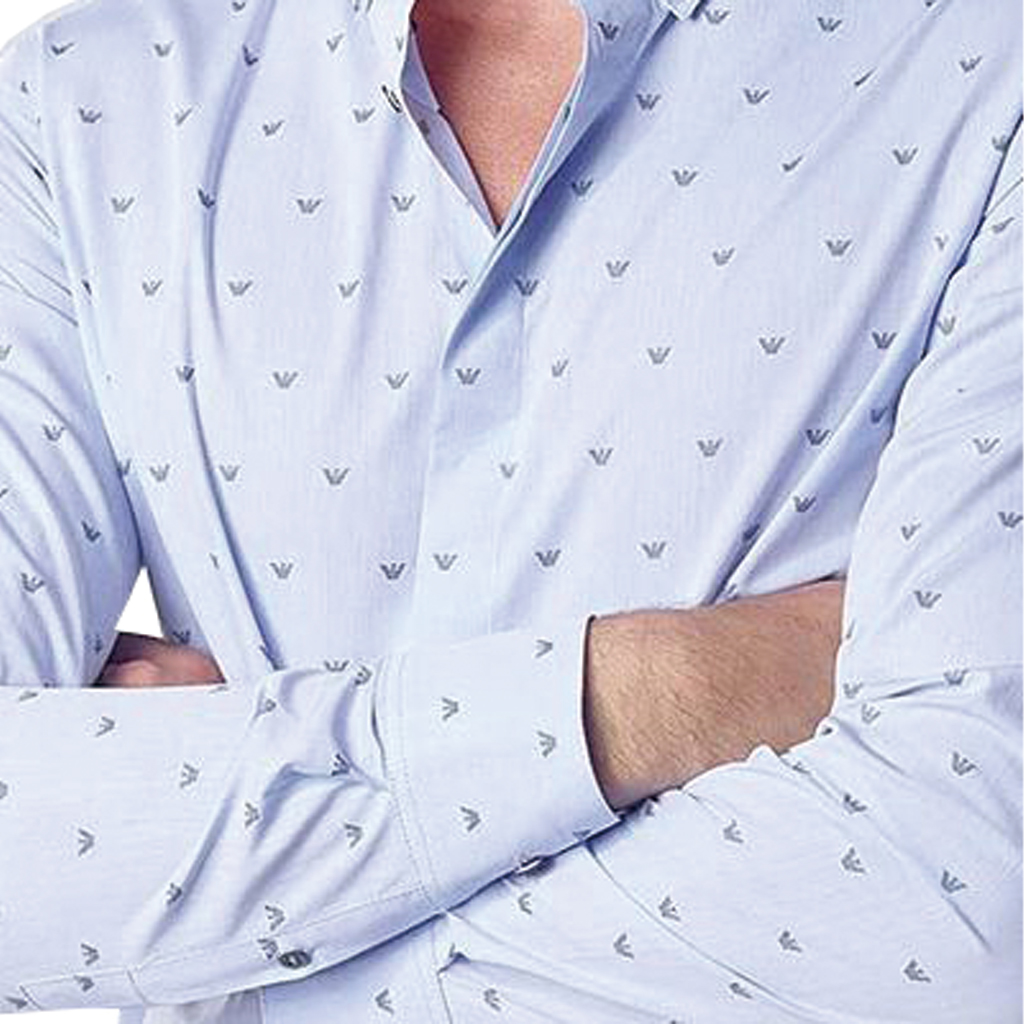 Details for EMPORIO ARMANI SS22 Baju Polo Lengan Panjang Kapas Biru. 6H1C80-1NC1Z-F7020