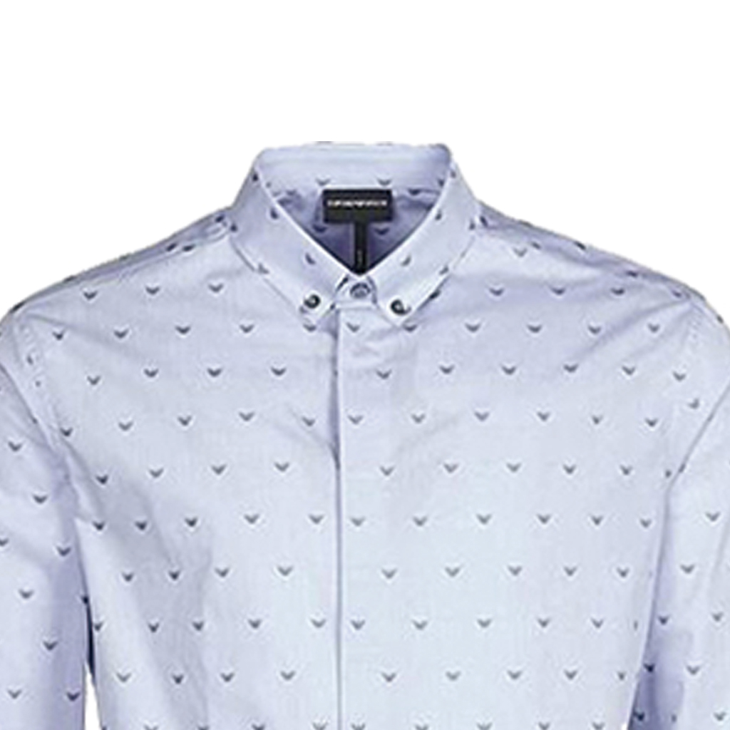 Sizing EMPORIO ARMANI SS22 Baju Polo Lengan Panjang Kapas Biru. 6H1C80-1NC1Z-F7020