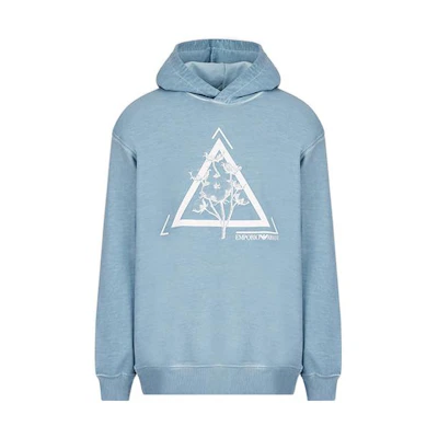 Emporio Armani SS22 Blue Hoodie with Unique Print 3L1M6U-1JX6Z-F585