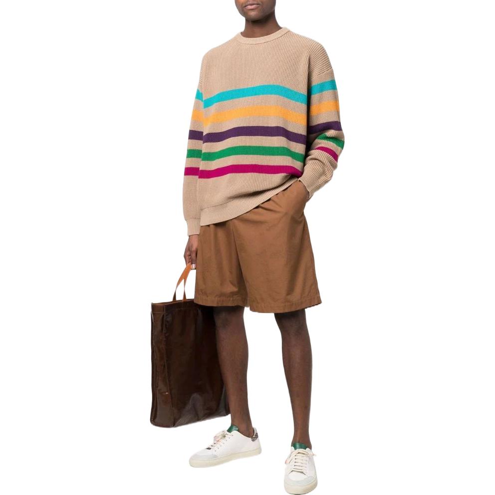 Lookbook Emporio Armani SS22  Brown Colorful Striped Knit Pullover Sweater. 3L1MZ2-1M7FZ-F408