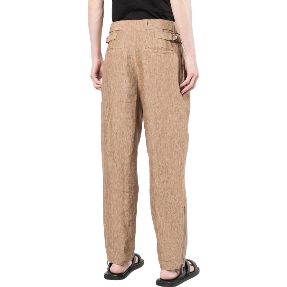 Shop エンポリオアルマーニ SS22 プリーツディテール付きカジュアルパンツ ブラウン I1P830I1448112