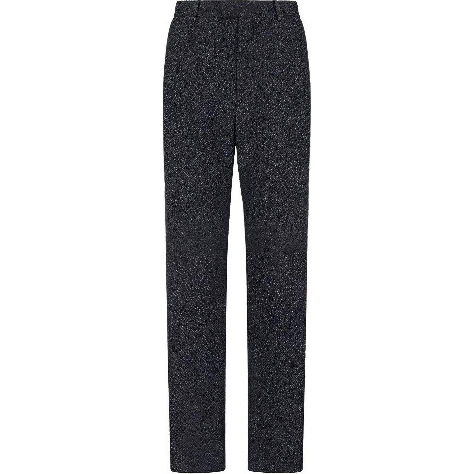 Emporio Armani SS22  Dark Blue Seersucker Denim-Effect Casual Pants I1P820I1010-921