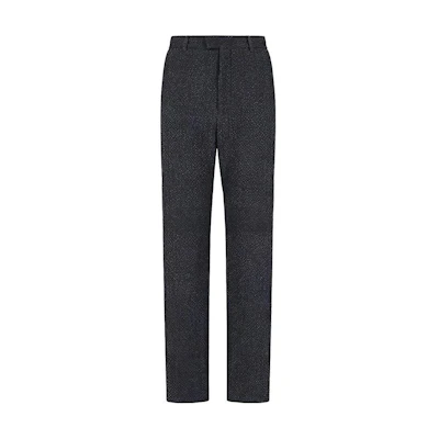 Emporio Armani SS22 Dark Blue Seersucker Denim-Effect Casual Pants I1P820I1010-921