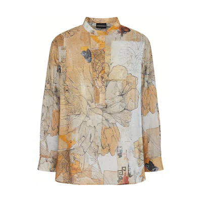 EMPORIO ARMANI SS22 Floral Pattern Long Sleeve Shirt Multicolor. I1CF9L-I143C-037