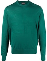 EMPORIO ARMANI SS22 Green Logo Print Wool Sweater Long Sleeve Knitwear 6L1MU7-1MMVZ-0576 EMPORIO ARMANI SS22 Green Logo Print Wool Sweater Long Sleeve Knitwear 6L1MU7-1MMVZ-0576