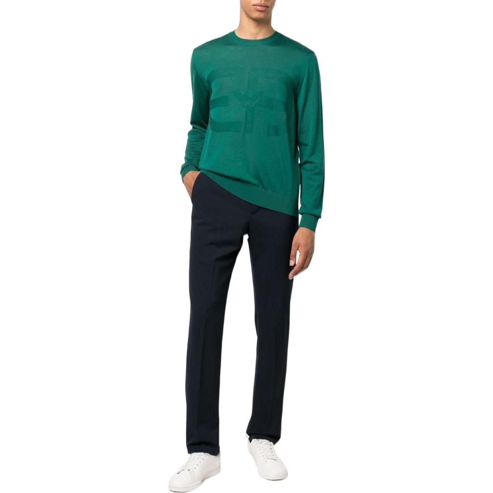 Lookbook エンポリオ アルマーニ SS22 グリーン ロゴ ウール セーター 長袖 ニットウェア 6L1MU7-1MMVZ-0576