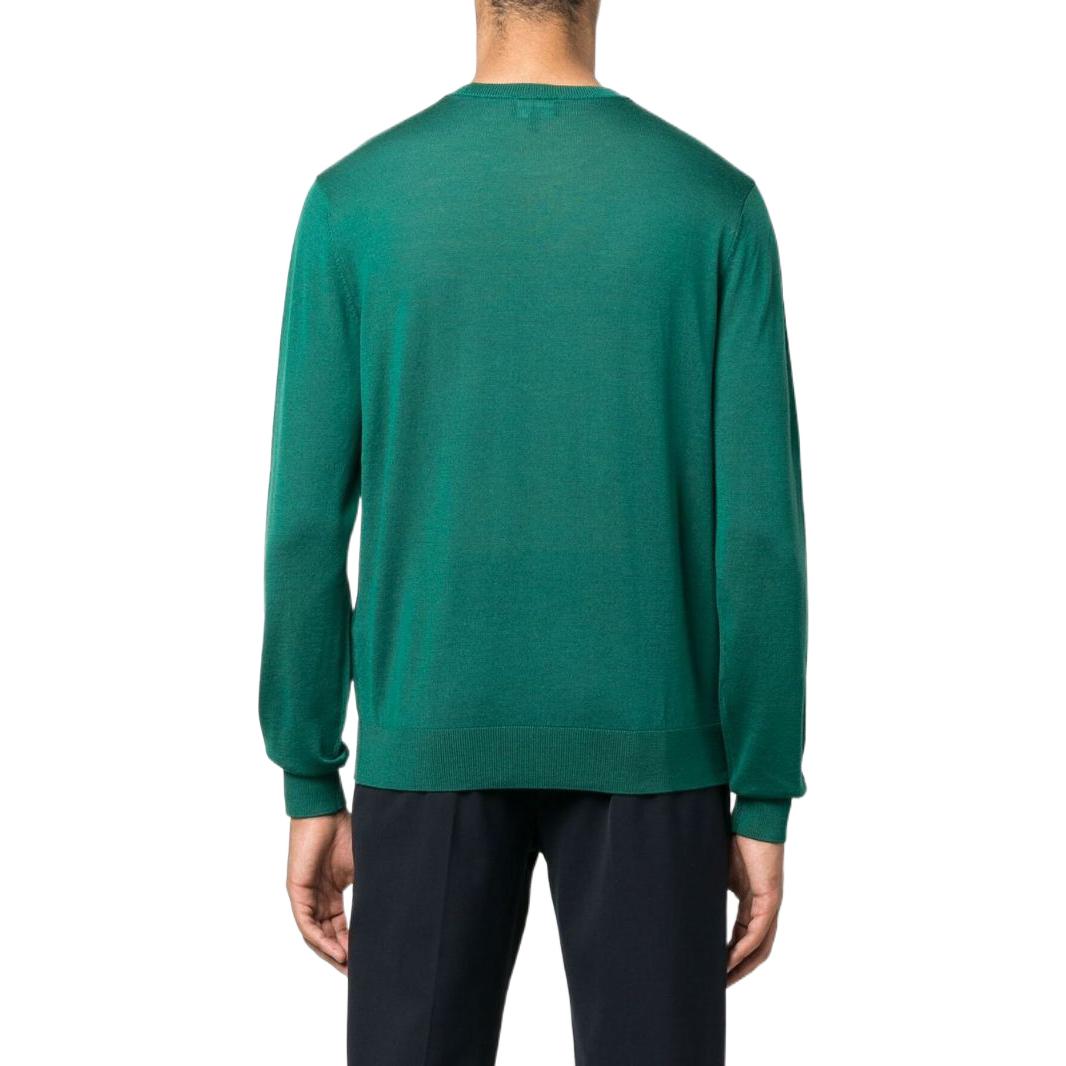 Shop エンポリオ アルマーニ SS22 グリーン ロゴ ウール セーター 長袖 ニットウェア 6L1MU7-1MMVZ-0576
