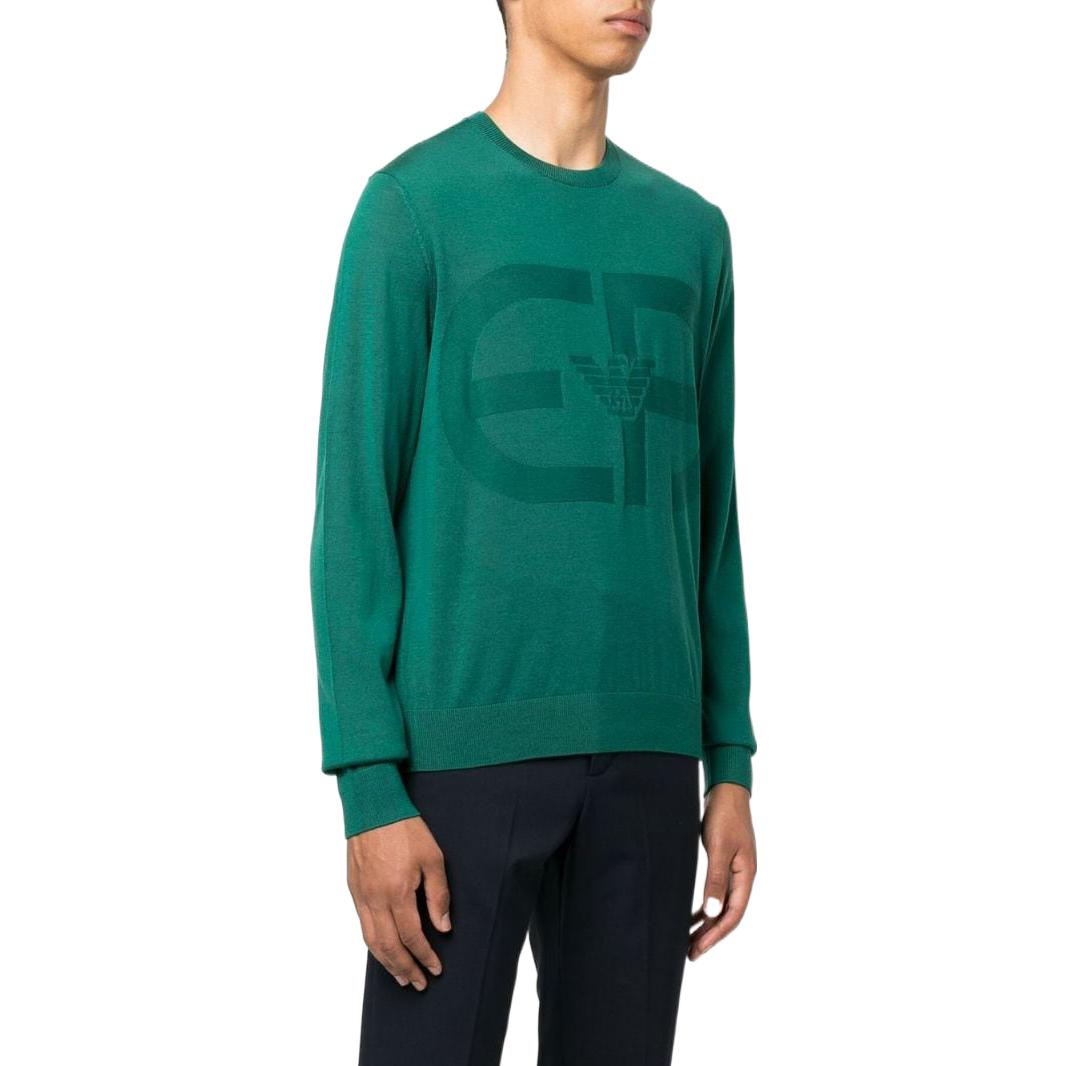 Purchase エンポリオ アルマーニ SS22 グリーン ロゴ ウール セーター 長袖 ニットウェア 6L1MU7-1MMVZ-0576