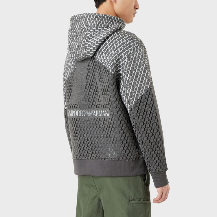 Emporio Armani SS22  Grey Knit Hoodie with Back Logo Print Design. 3L1M6-P1JV9Z-F609 圖 4
