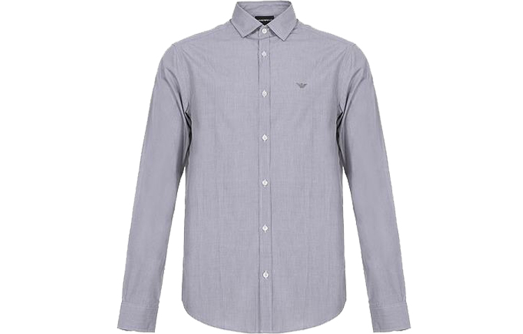 Order EMPORIO ARMANI SS22  Light Grey Long Sleeve Shirt with Logo Embroidery. 8N1C75-1V04Z-0636