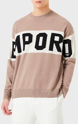 エンポリオアルマーニ SS22 ロゴ ジャカード カラーブロック ニットセーター カーキ 3L1MT21MD1Z-0431 Lookbook エンポリオアルマーニ SS22 ロゴ ジャカード カラーブロック ニットセーター カーキ 3L1MT21MD1Z-0431