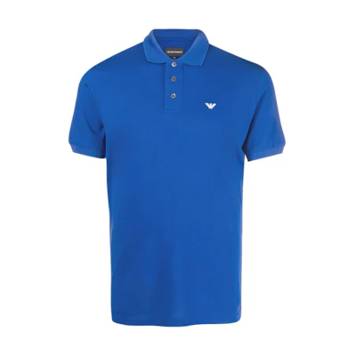 Emporio Armani SS22 Logo Pattern Solid Polo Shirt - Blue 8N1FQ2-1JTKZ-0921